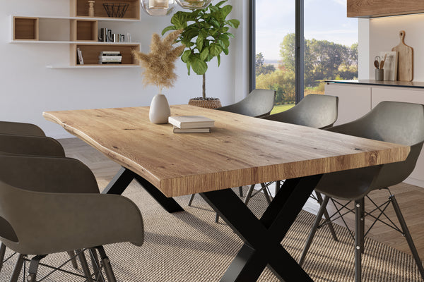 #holzwildeiche-optik #180x90 #x-gestellschwarz
