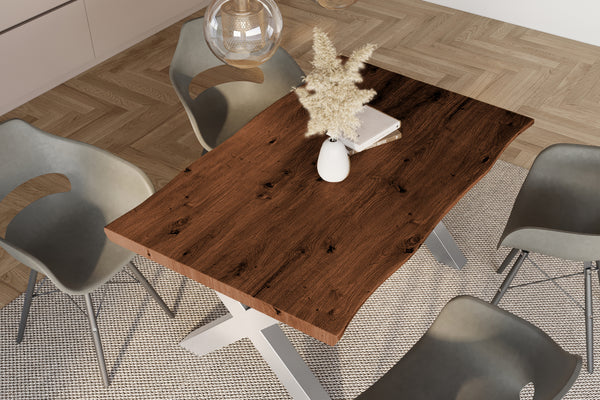 #holznussbaum-optik #120x80 #x-gestellsilber