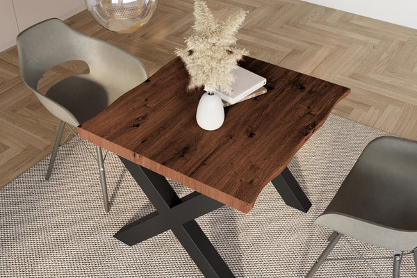 #holznussbaum-optik #80x80 #x-gestellschwarz