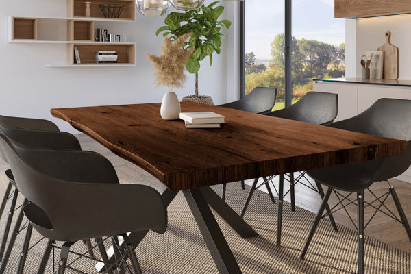#holznussbaum-optik #180x90 #spider-gestellschwarz