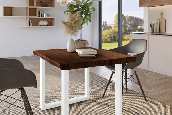 #holznussbaum-optik #80x80 #u-gestellweiß