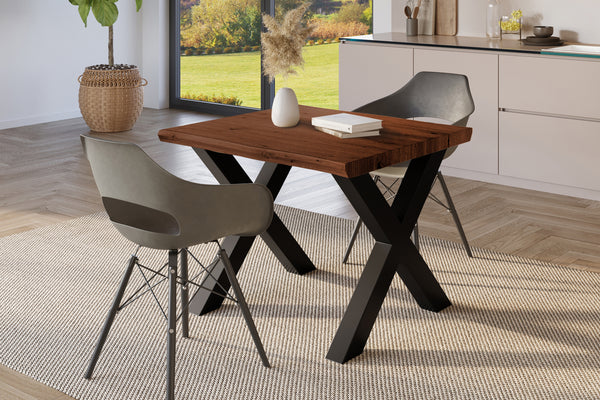 #holznussbaum-optik #80x80 #x-gestellschwarz