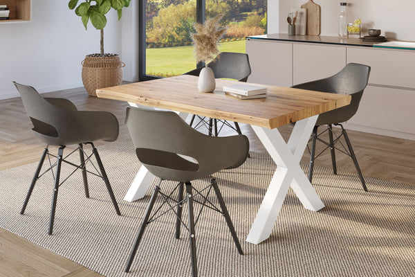 #holzwildeiche-optik #140x80 #x-gestellweiß