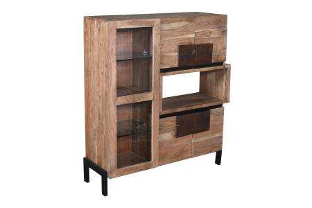 B-Ware Einzelstück Highboard 122 x 135 x 40 cm Akazienholz stonefarben Laurette