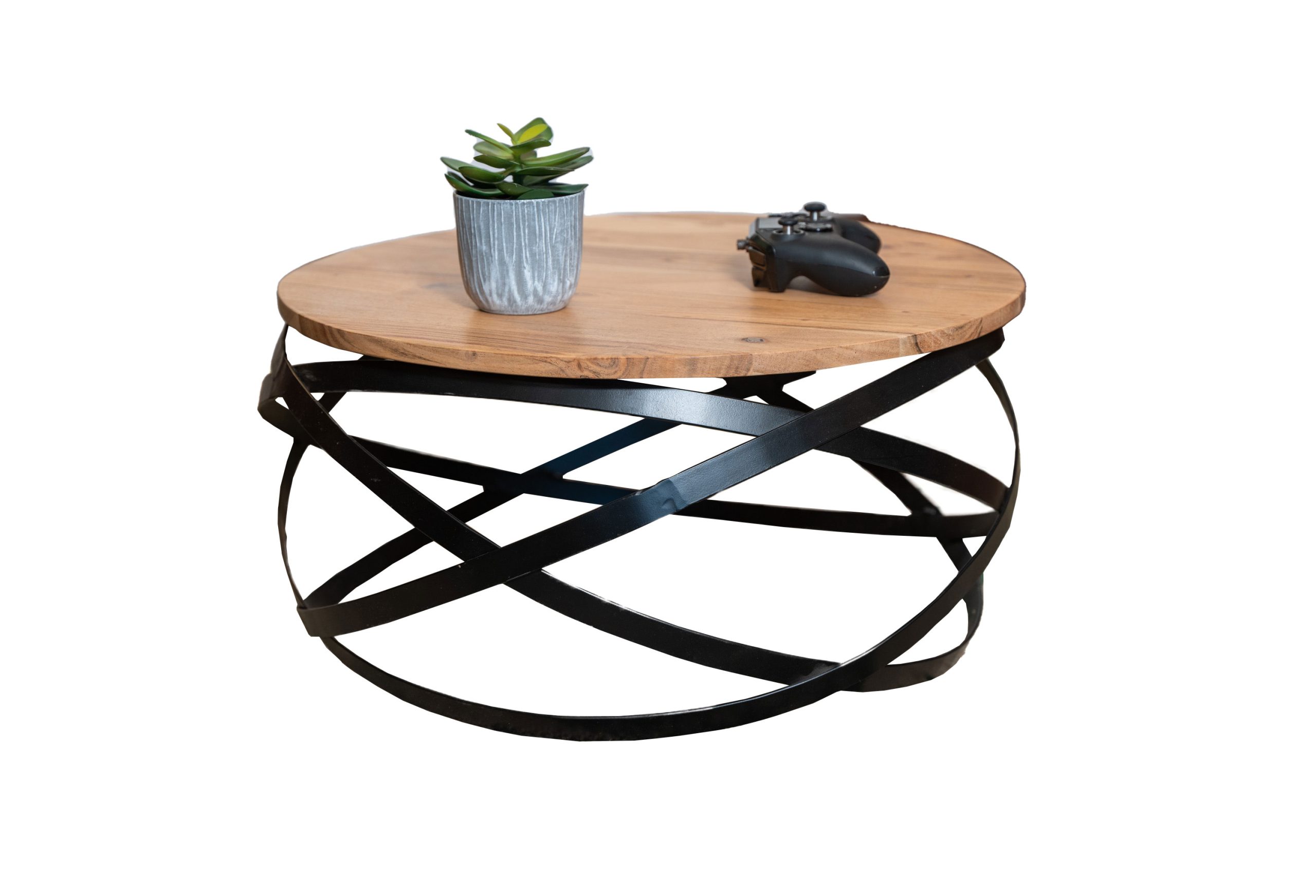 Couchtisch rund Akazieholz massiv natur 60 x 60 cm Metallgestell schwarz ALLISON – Bild 2