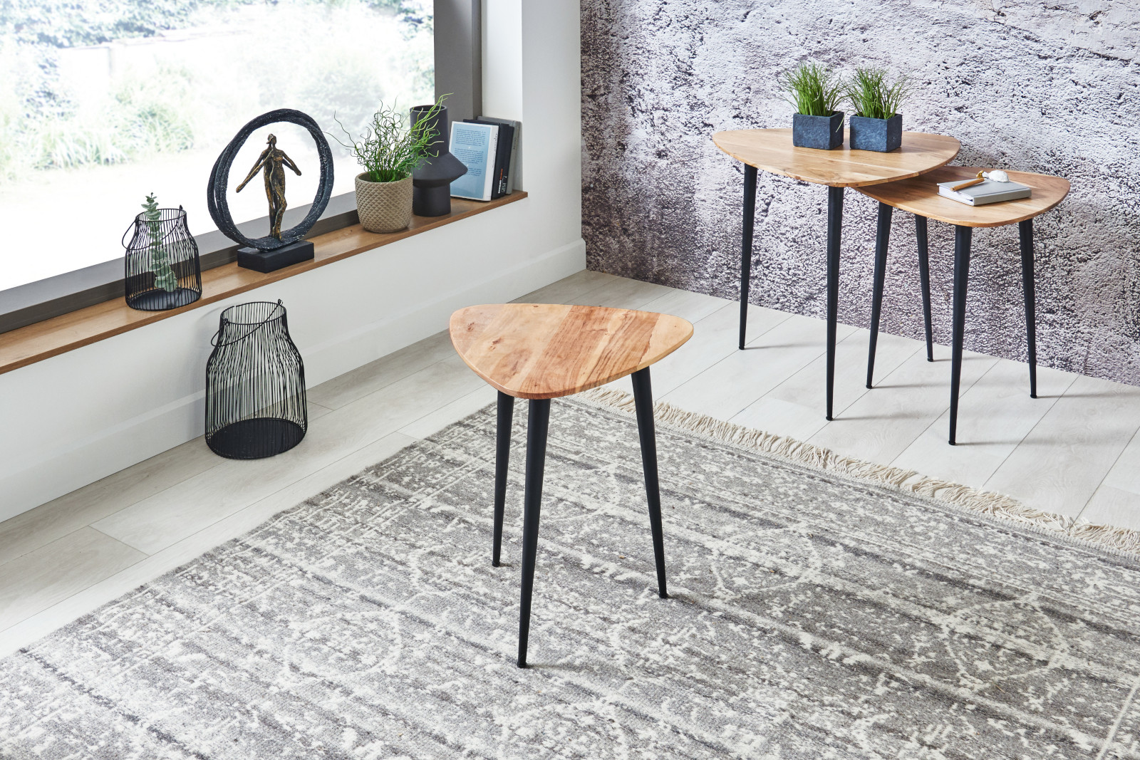 Beistelltisch 40x40 cm Akazie massiv & naturfarben Couchtisch Unikat ELSA