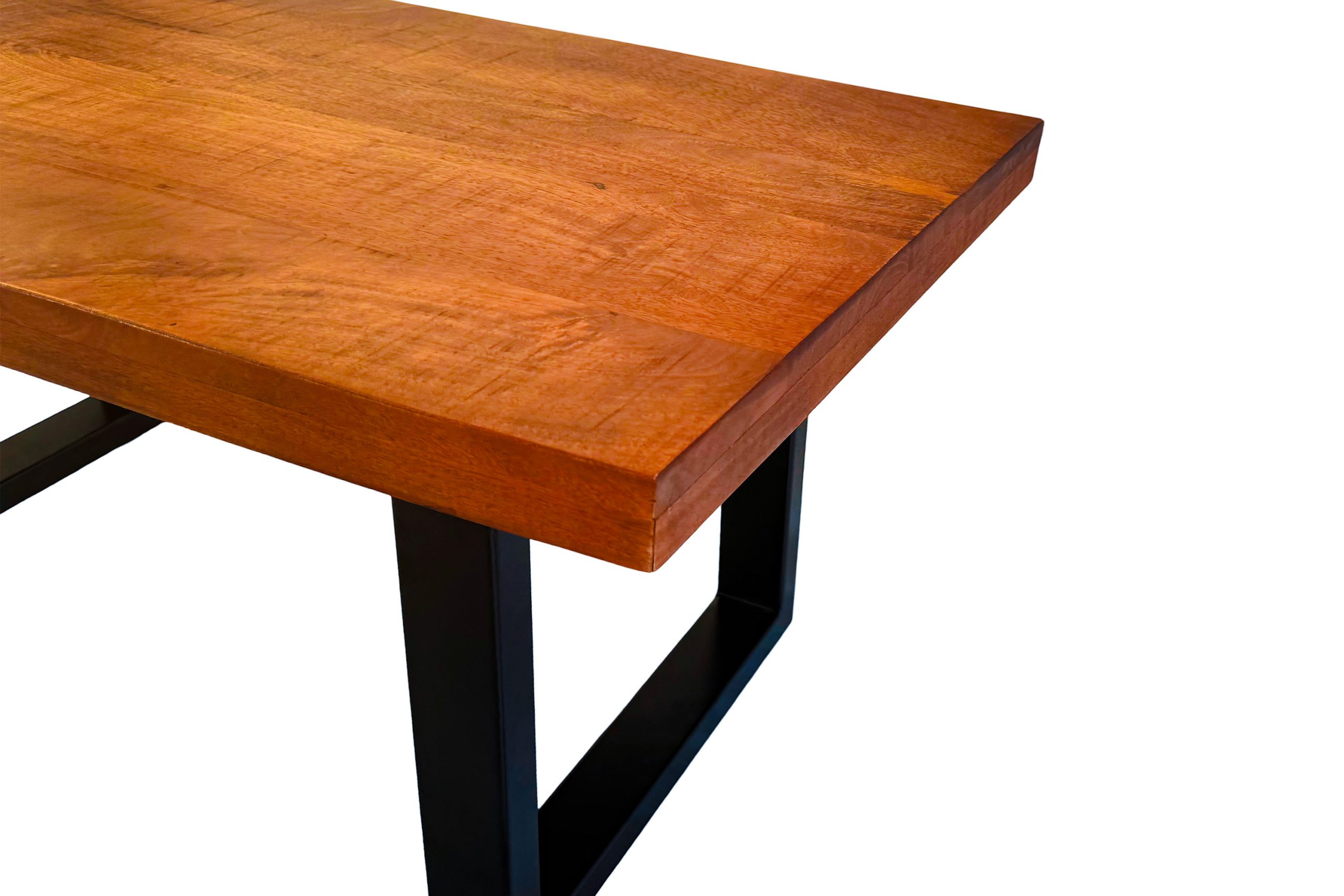 Couchtisch gerade Kanten 100×55 cm Mangoholz honig massiv U-Gestell schwarz NADIA – Bild 4