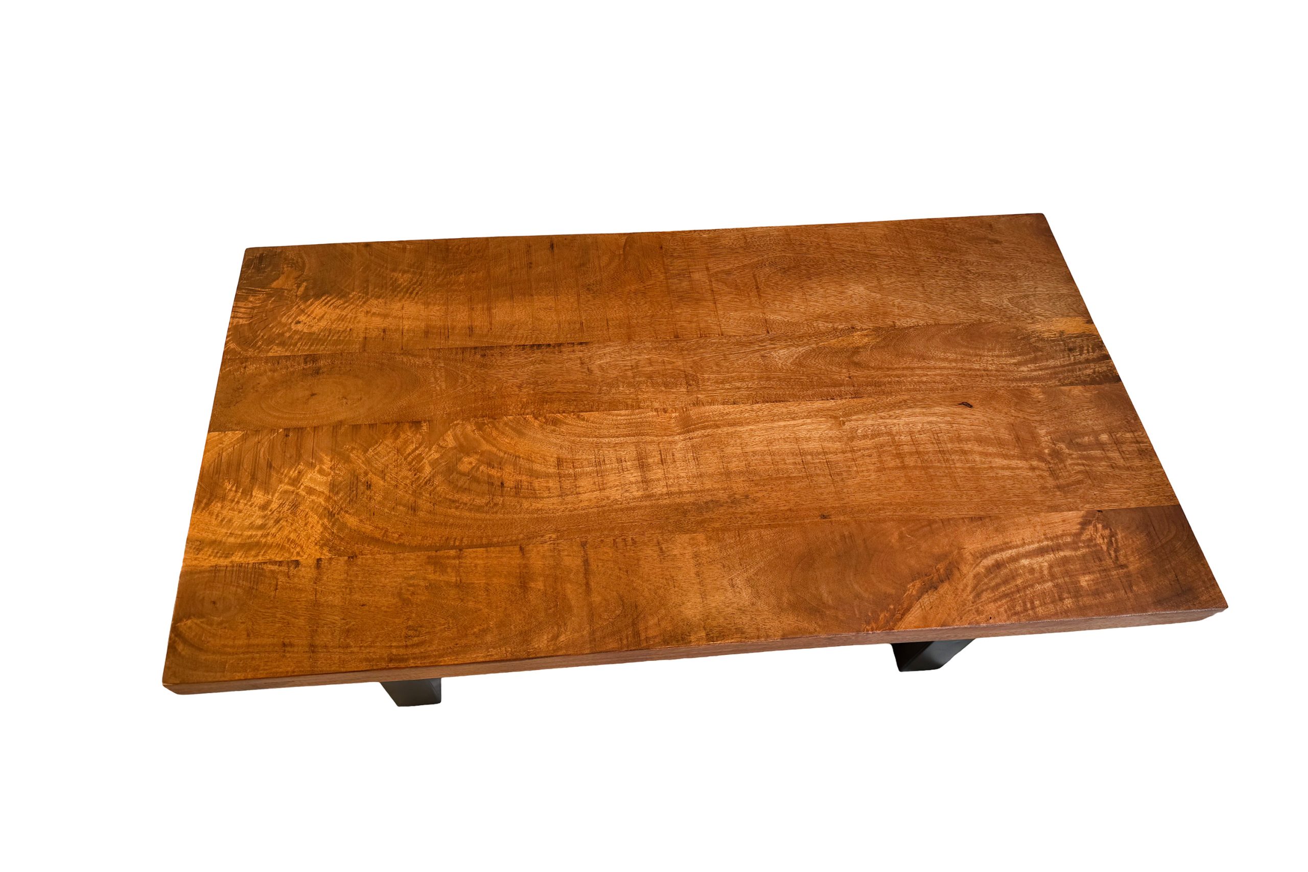 Couchtisch gerade Kanten 100×55 cm Mangoholz honig massiv U-Gestell schwarz NADIA – Bild 6