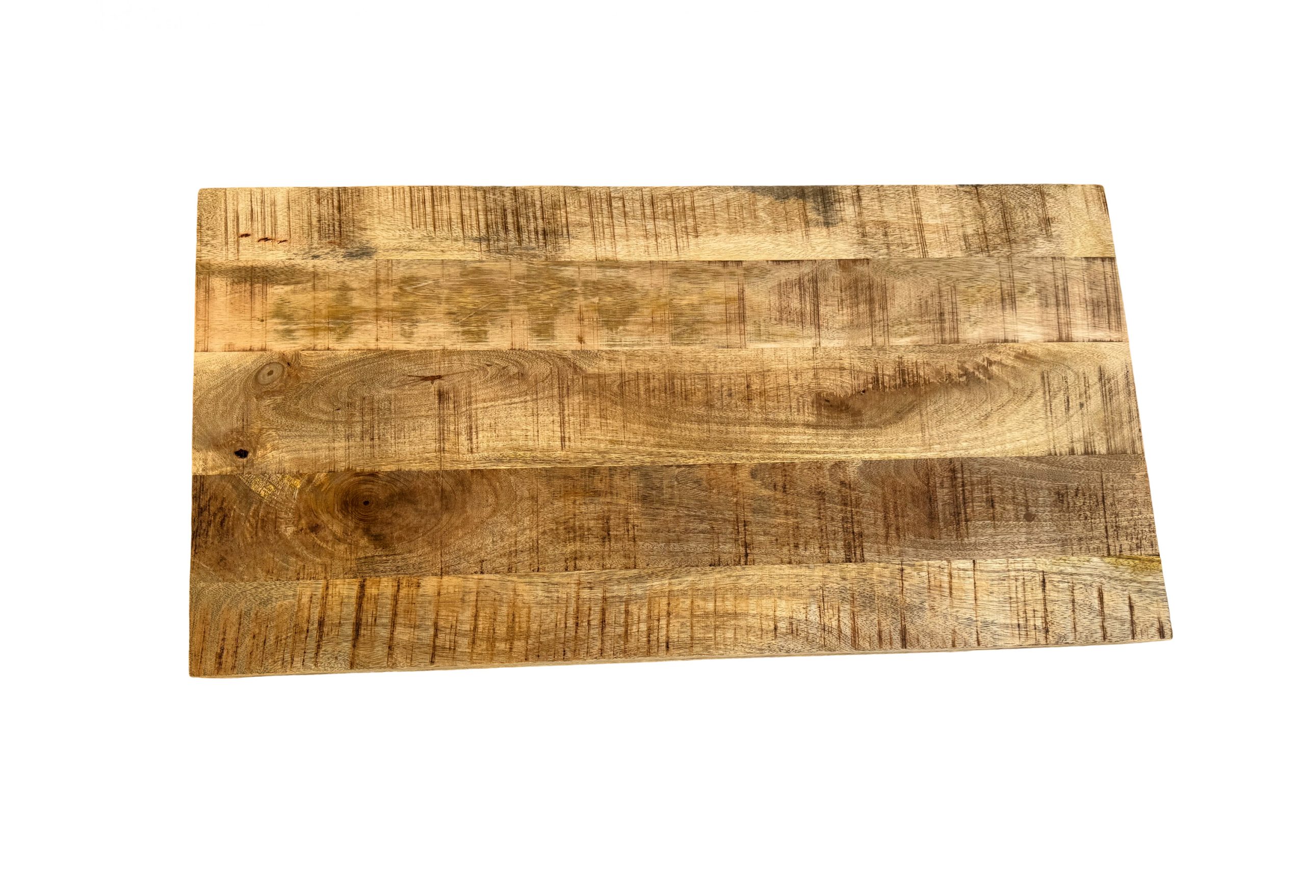 Couchtisch gerade Kanten 100×55 cm Mangoholz rough massiv U-Gestell schwarz NADIA – Bild 4