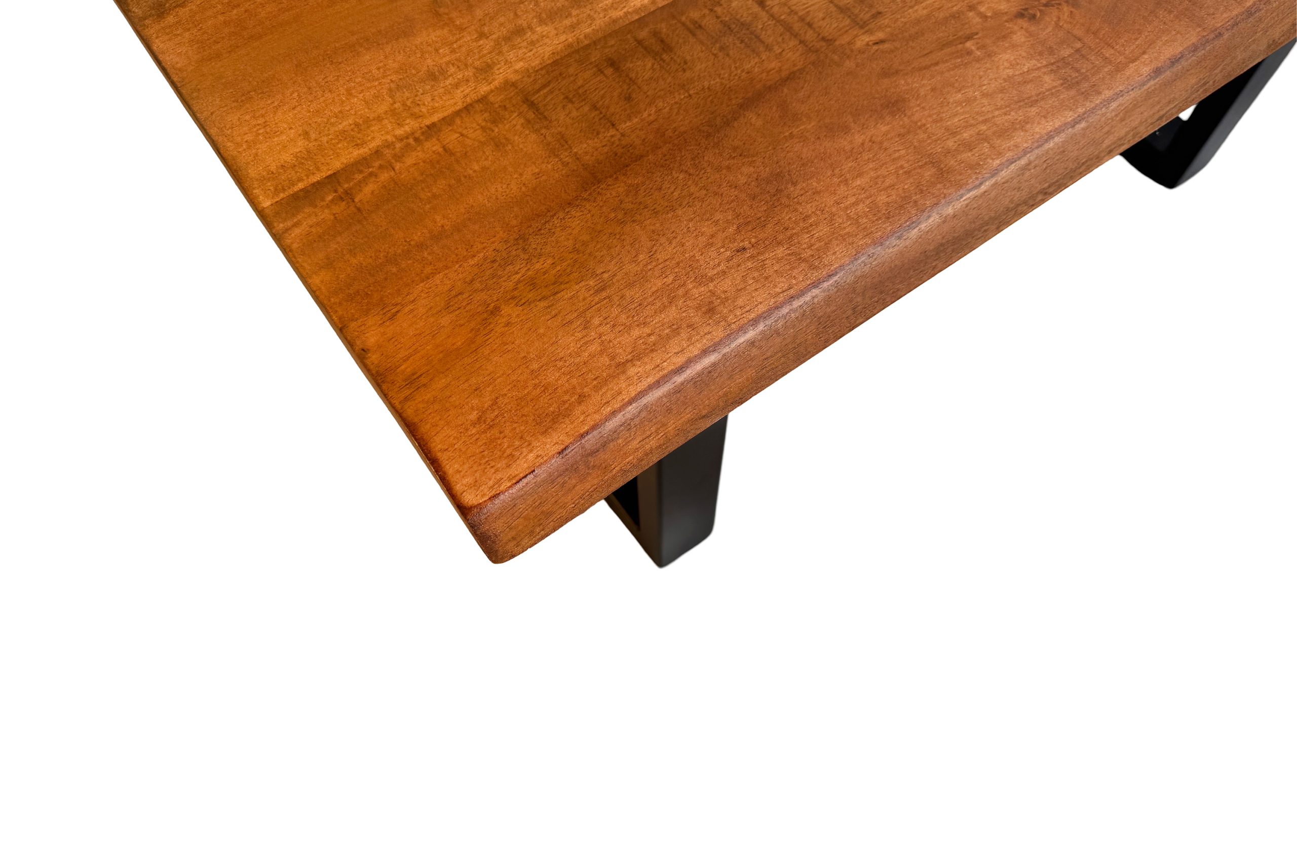 Couchtisch Baumkante 100×55 cm Mangoholz honig massiv U-Gestell schwarz NAYLA – Bild 4