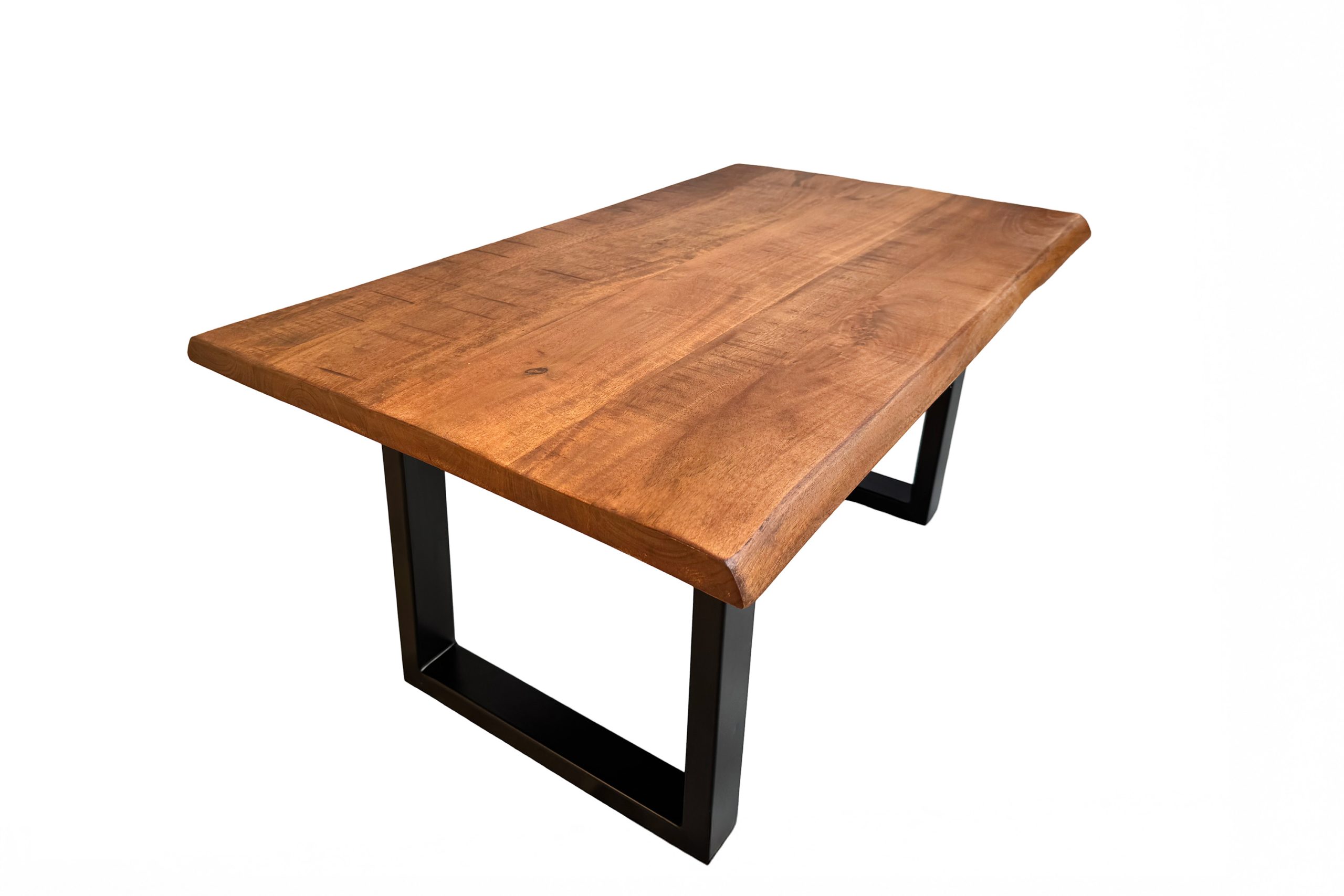 Couchtisch Baumkante 100×55 cm Mangoholz honig massiv U-Gestell schwarz NAYLA – Bild 6
