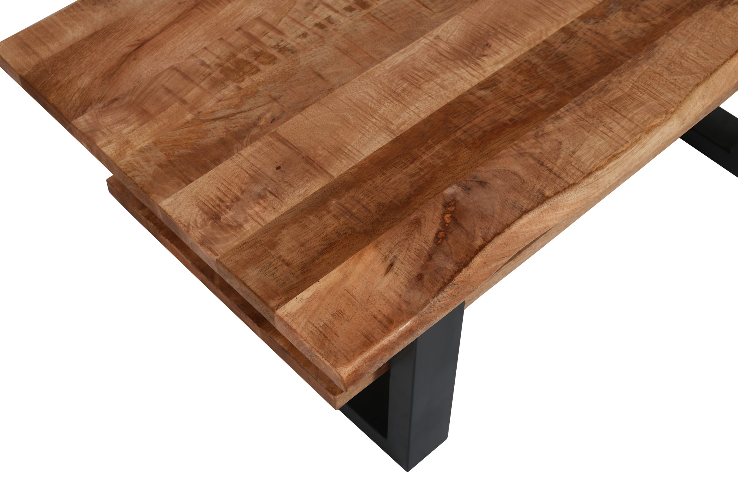 Couchtisch Baumkante massiv Mangoholz honigfarben 115×65 cm schwarz PATRICK – Bild 4