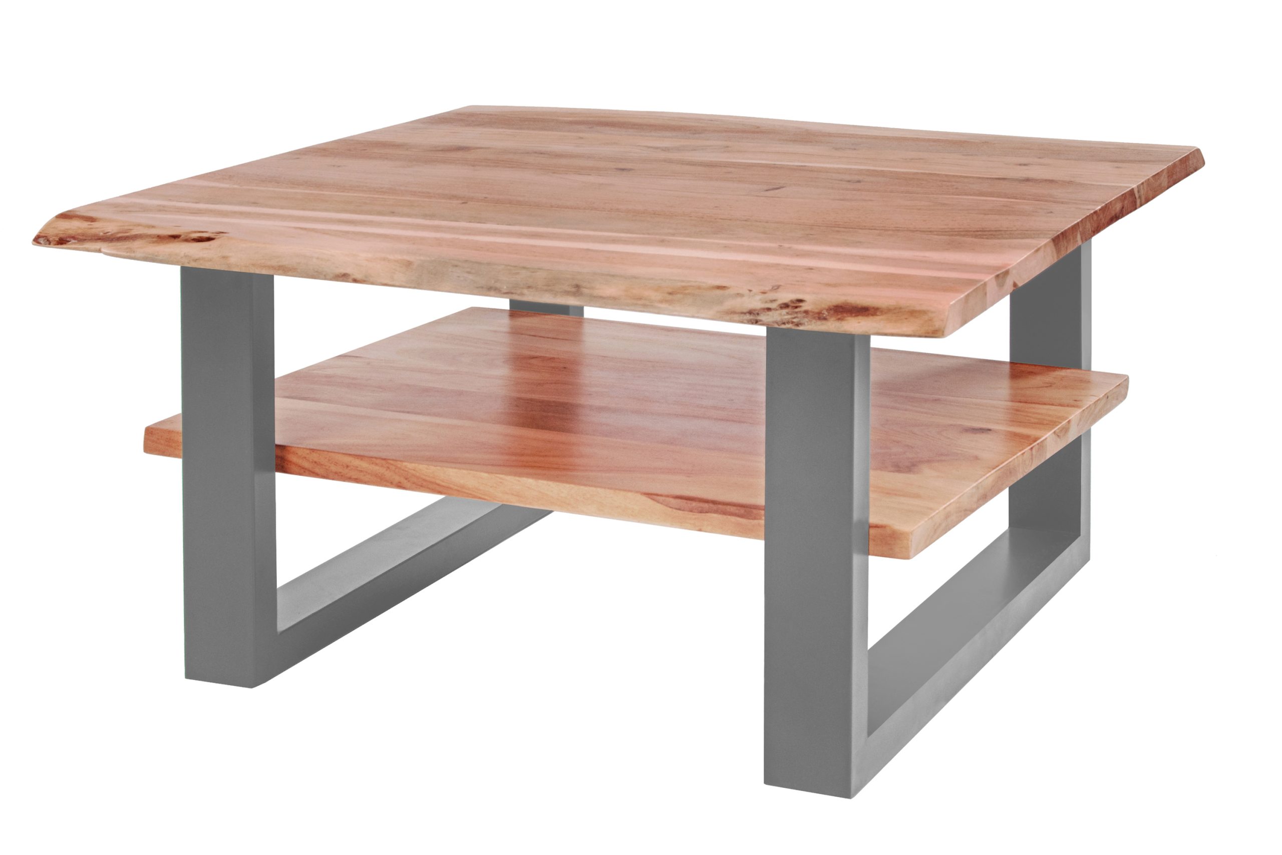 B-Ware Couchtisch Baumkante massiv Akazie natur 90x90 cm silber PATRICK – Bild 3