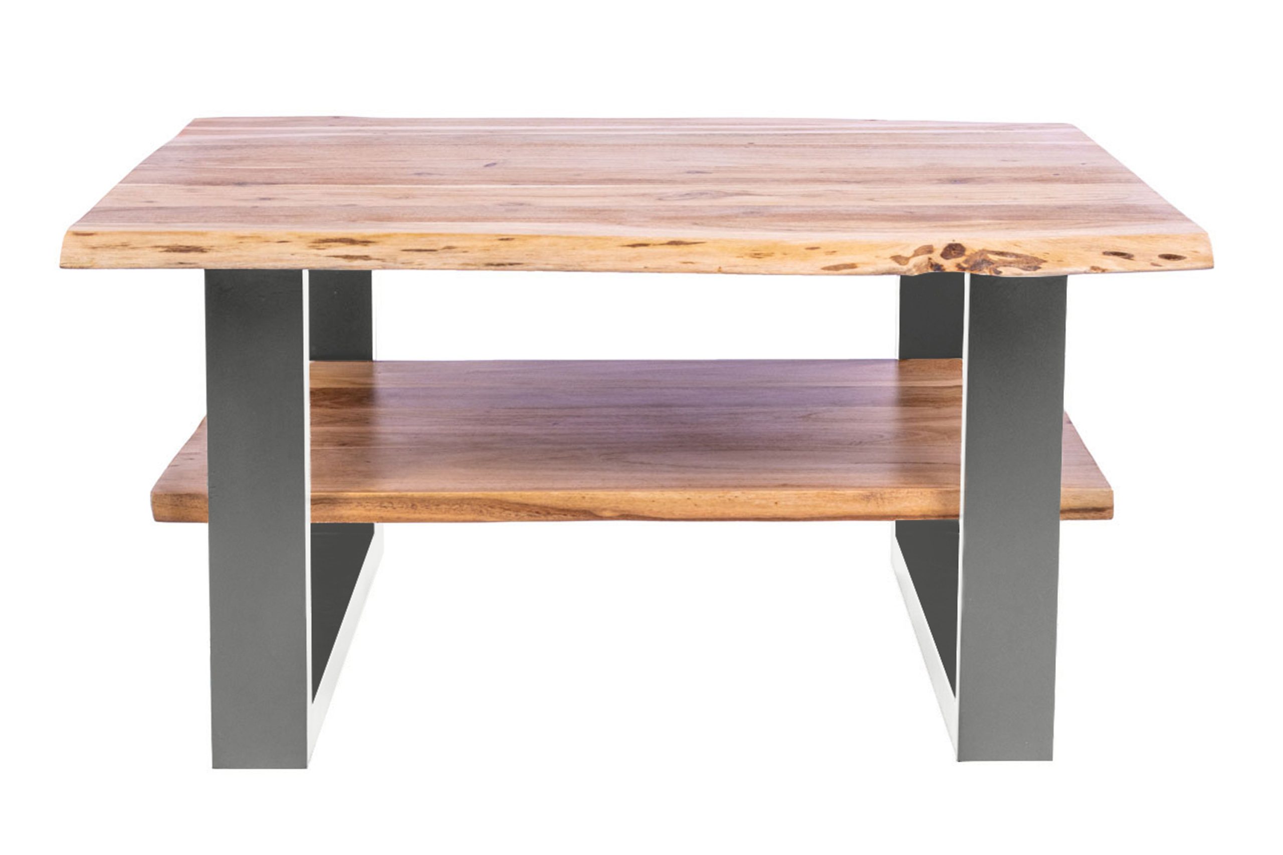 B-Ware Couchtisch Baumkante massiv Akazie natur 90x90 cm silber PATRICK – Bild 5