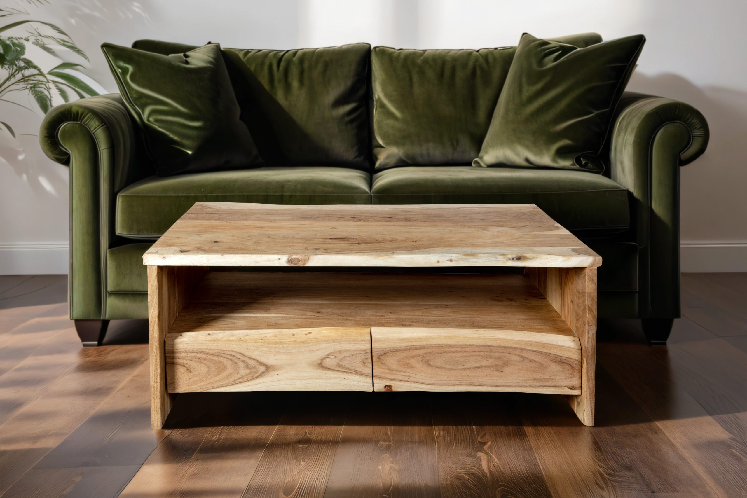 Couchtisch Akazienholz massiv natur Beistelltisch 110 x 60 x 45 cm DAHLIA III