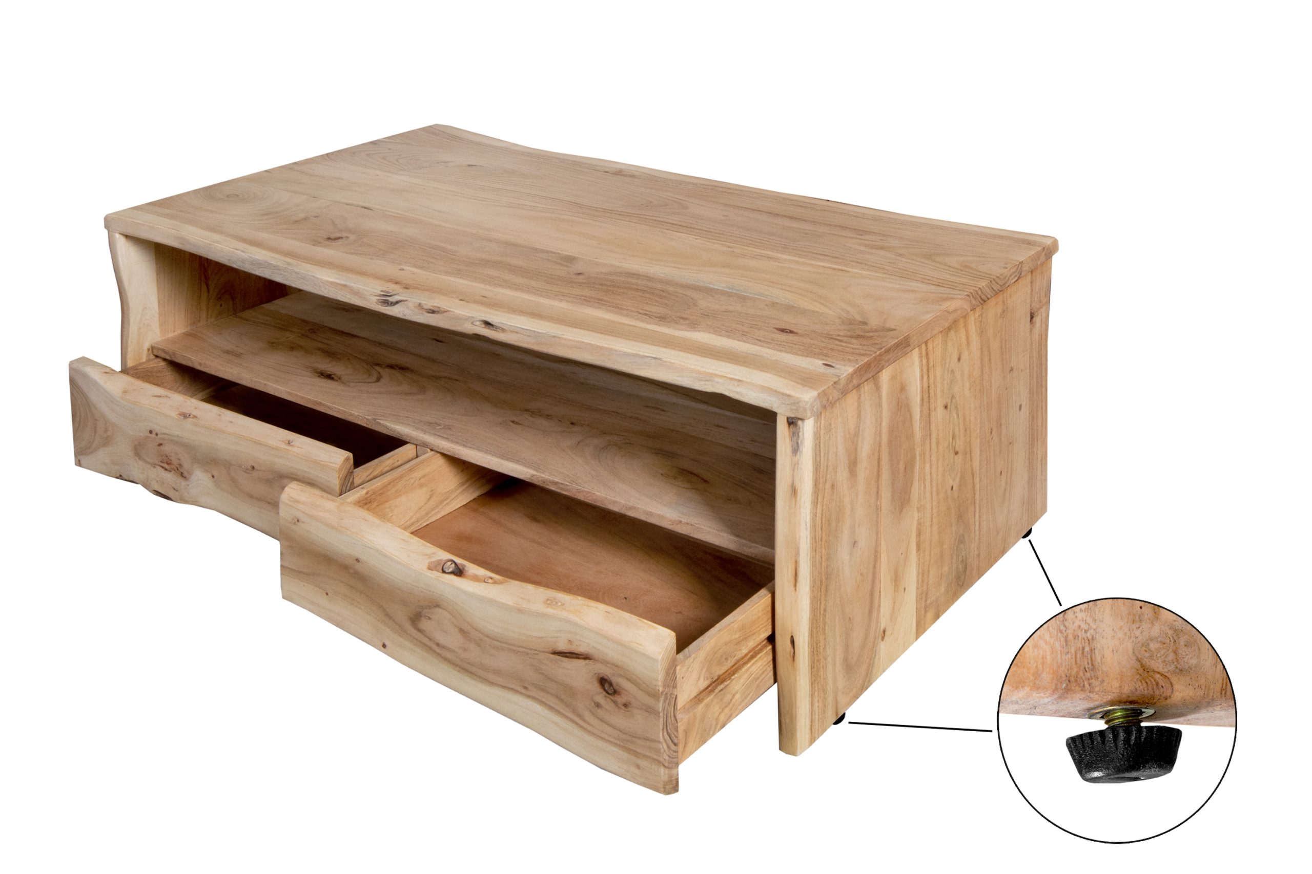 Couchtisch Akazienholz massiv natur Beistelltisch 130 x 70 x 45 cm DAHLIA I – Bild 7