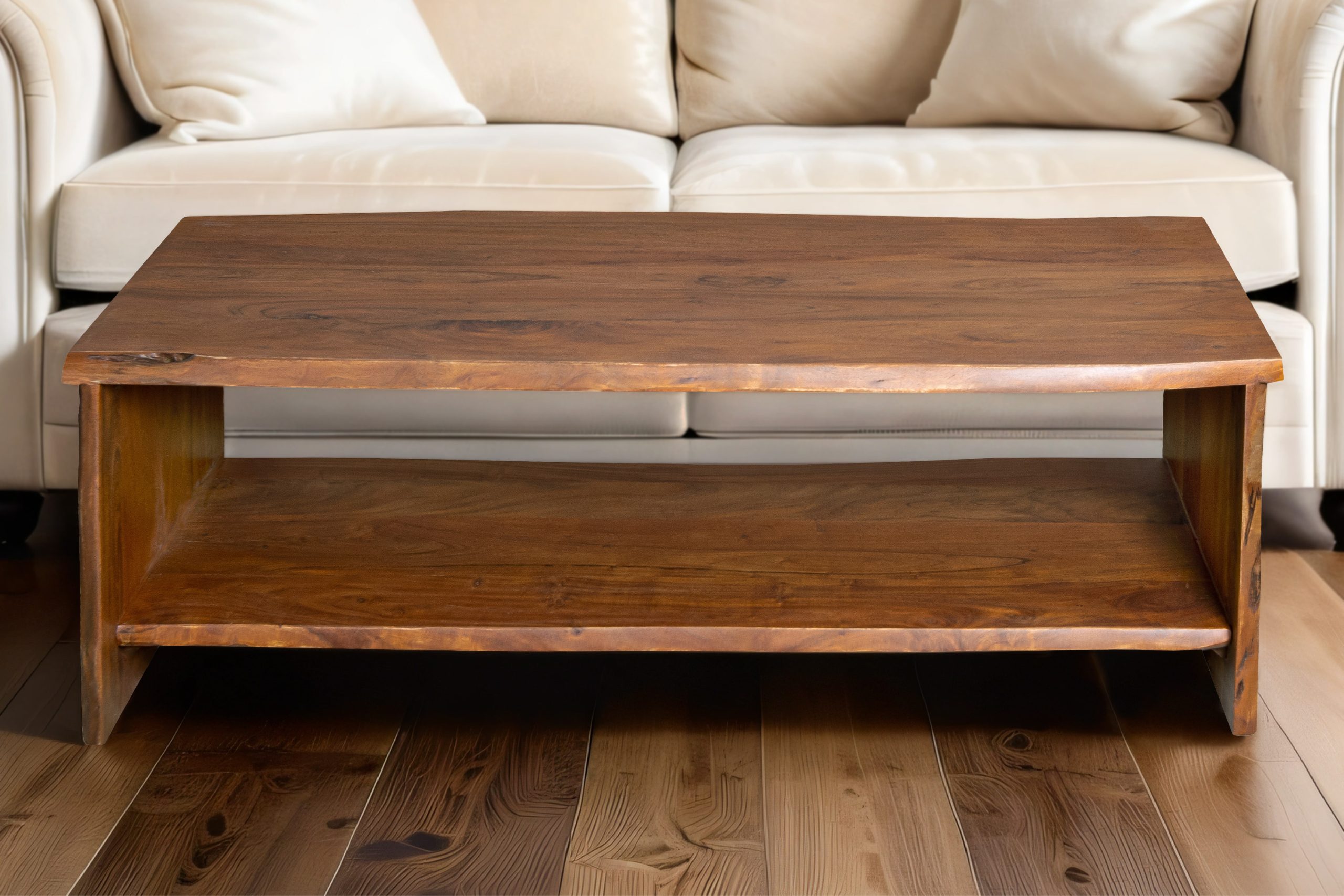 Couchtisch Akazienholz massiv nussbaum Beistelltisch 120 x 60 x 40 cm DAHLIA II – Bild 4