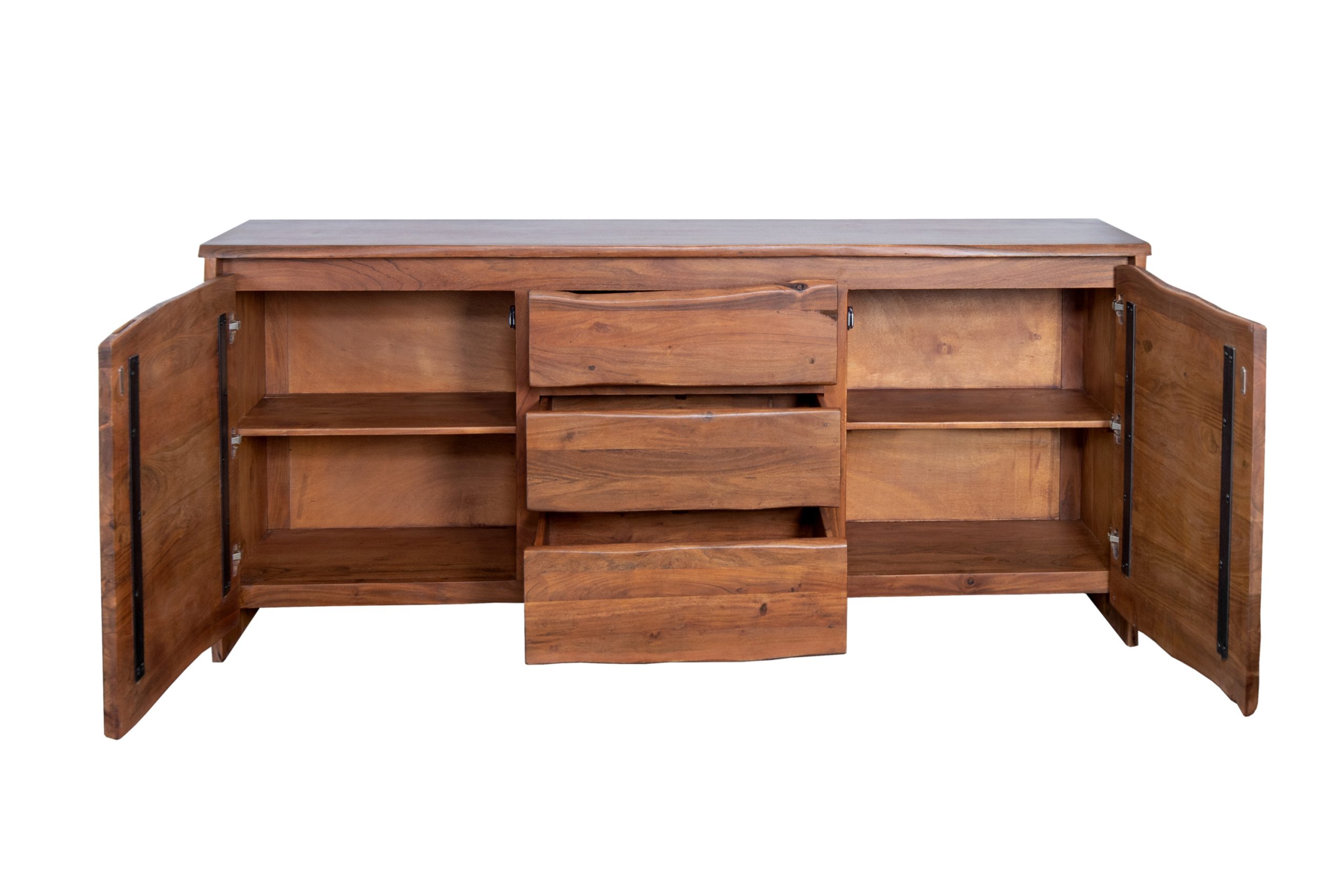 Sideboard Akazienholz massiv nussbaum Kommode 200 x 45 x 90 cm DAHLIA II – Bild 4