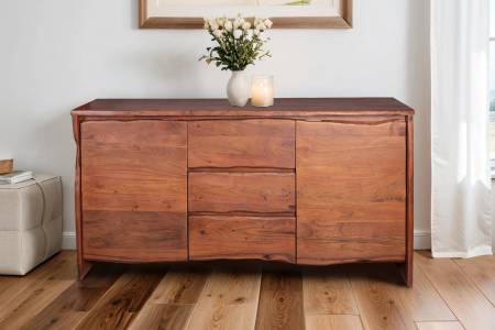 Sideboard Akazienholz massiv nussbaum Kommode 170 x 45 x 90 cm DAHLIA I