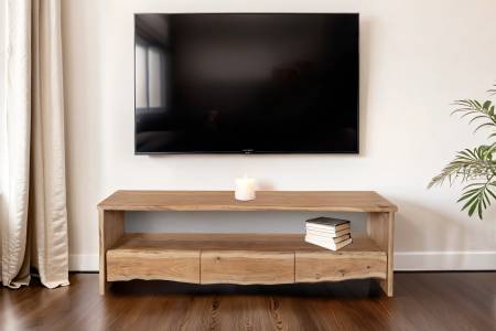 Lowboard Akazienholz massiv natur TV-Board 160 x 45 x 50 cm DAHLIA I
