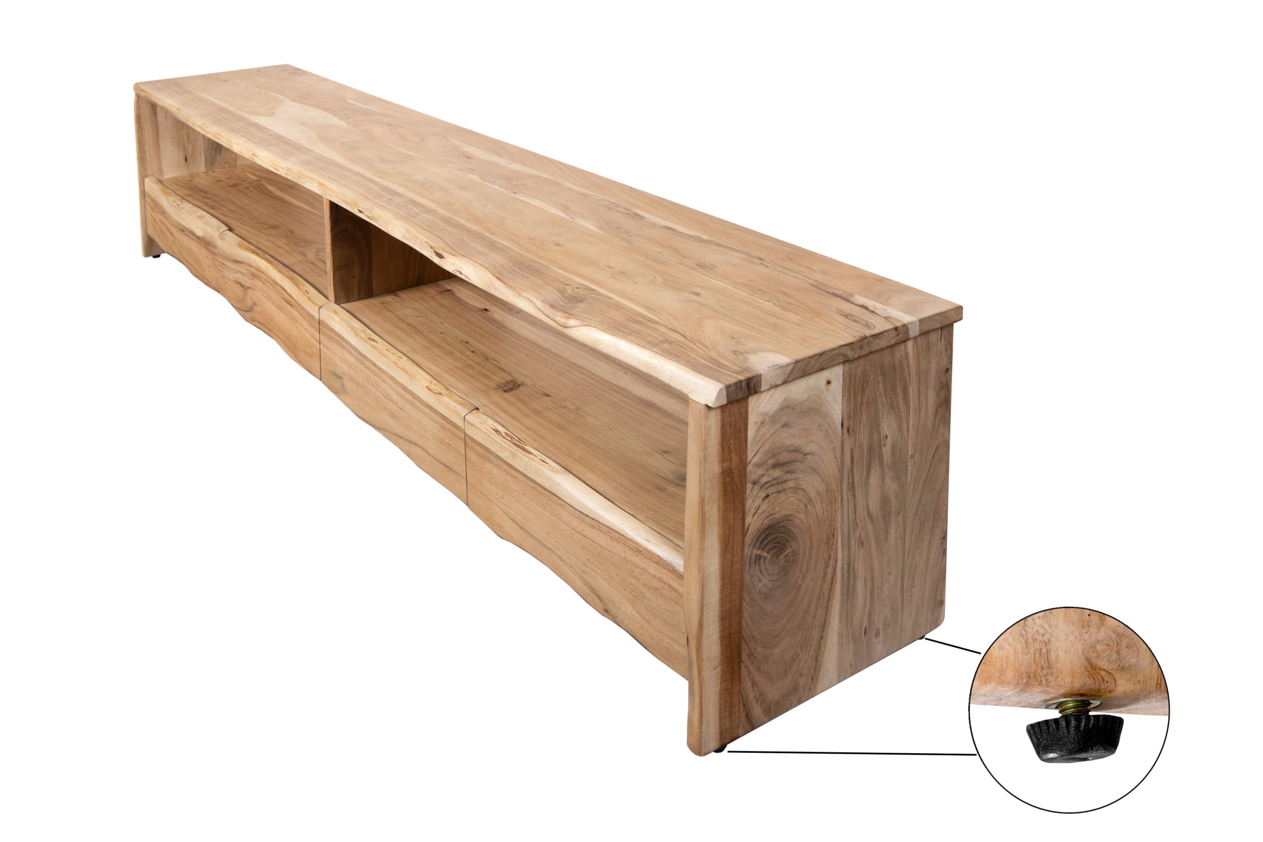 Lowboard Akazienholz massiv natur TV-Board 230 x 45 x 50 cm DAHLIA III – Bild 8