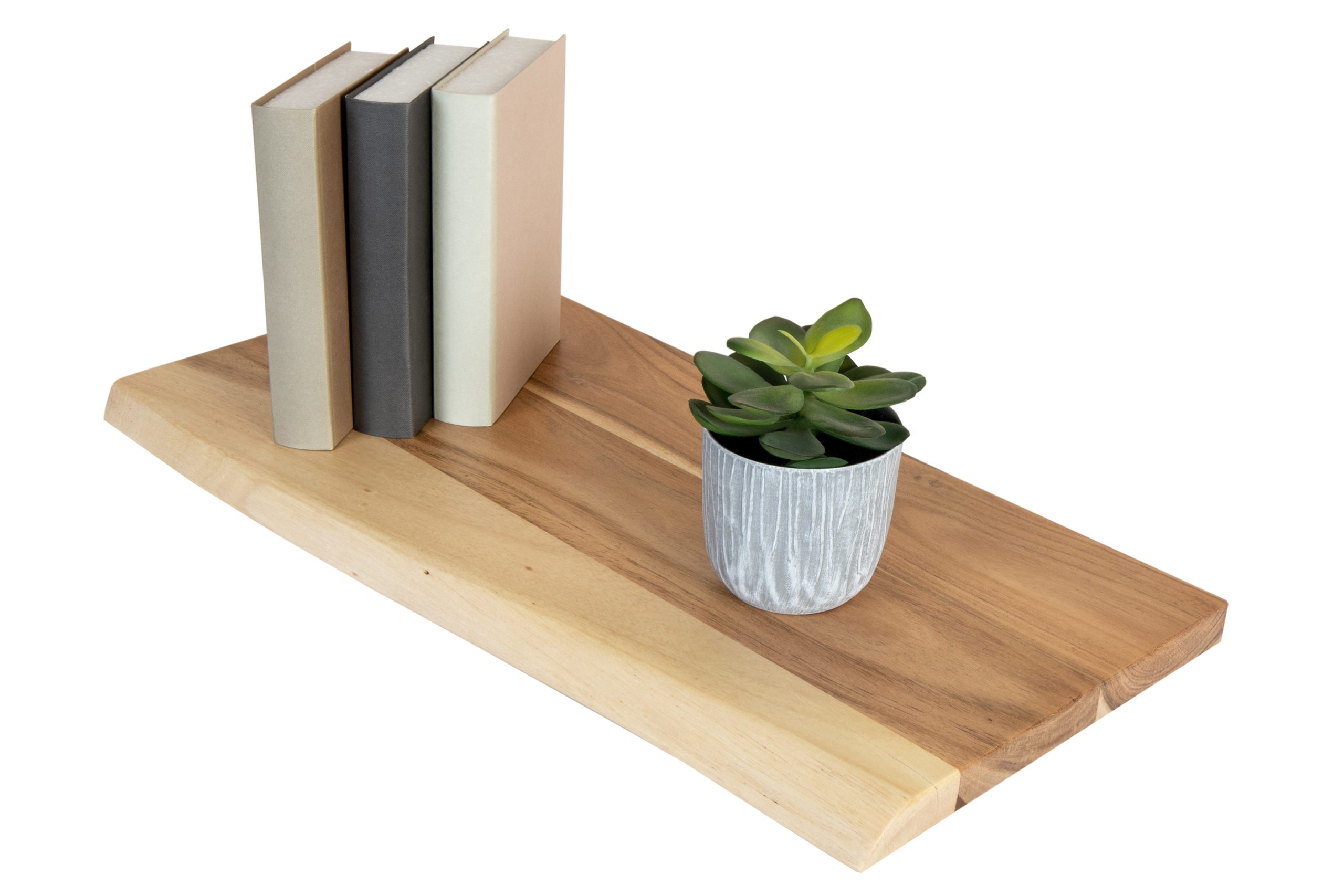 Holzplatte Akazienholz natur massiv 50x30 cm Holzbrett einseitige Baumkante ARYA