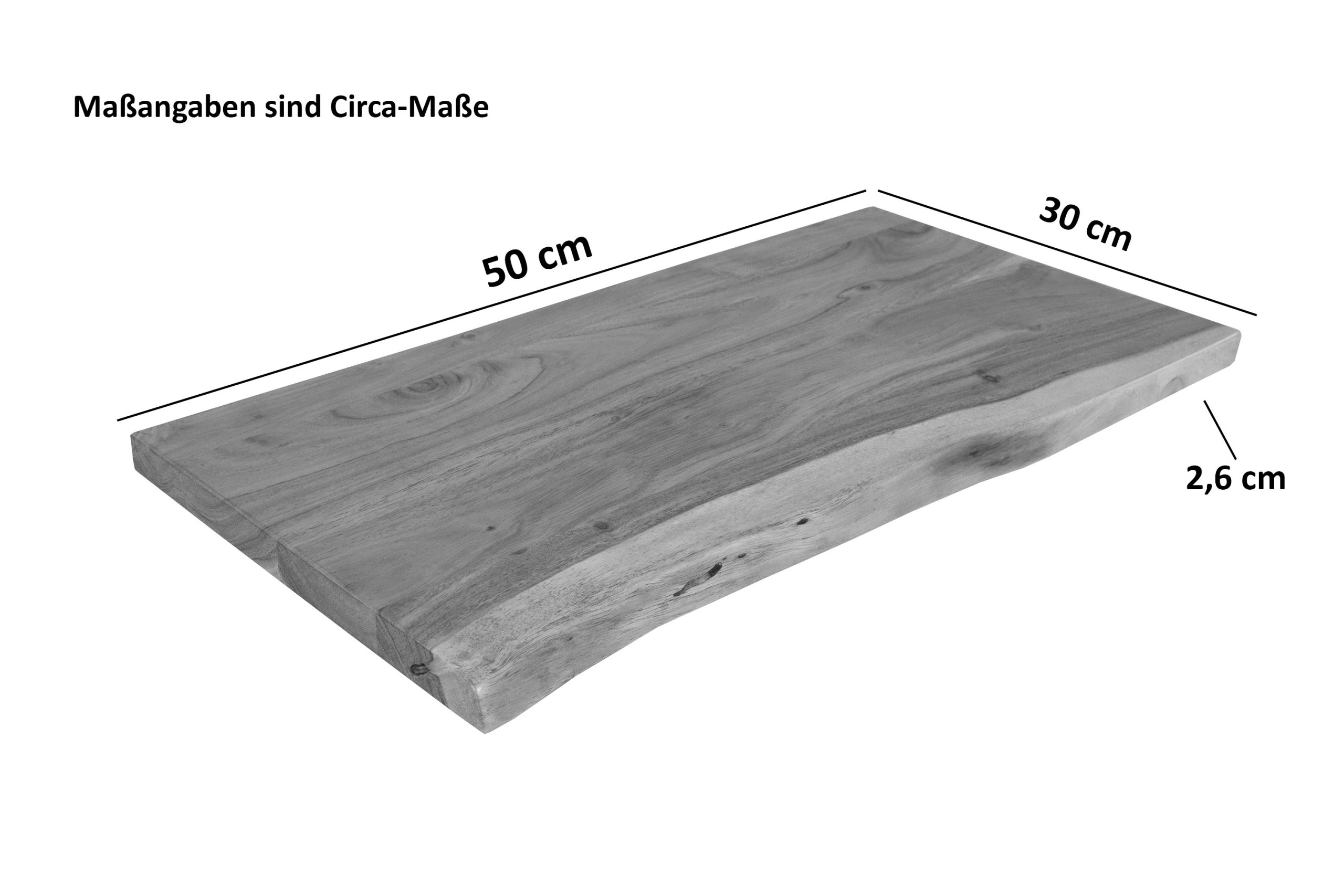Holzplatte Akazienholz natur massiv 50x30 cm Holzbrett einseitige Baumkante ARYA – Bild 3