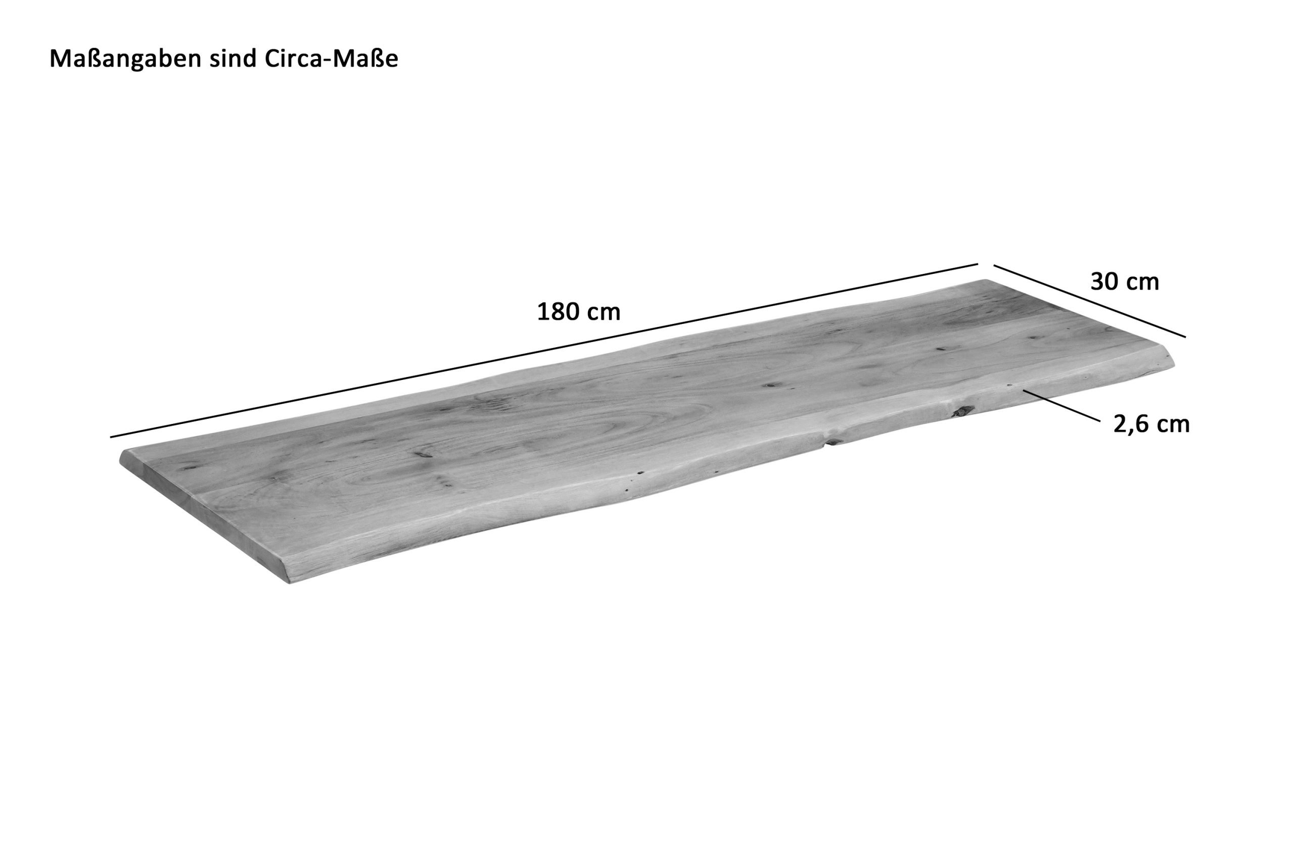 Holzplatte Akazienholz eiche massiv 180x30 cm Holzbrett einseitige Baumkante ARYA – Bild 3