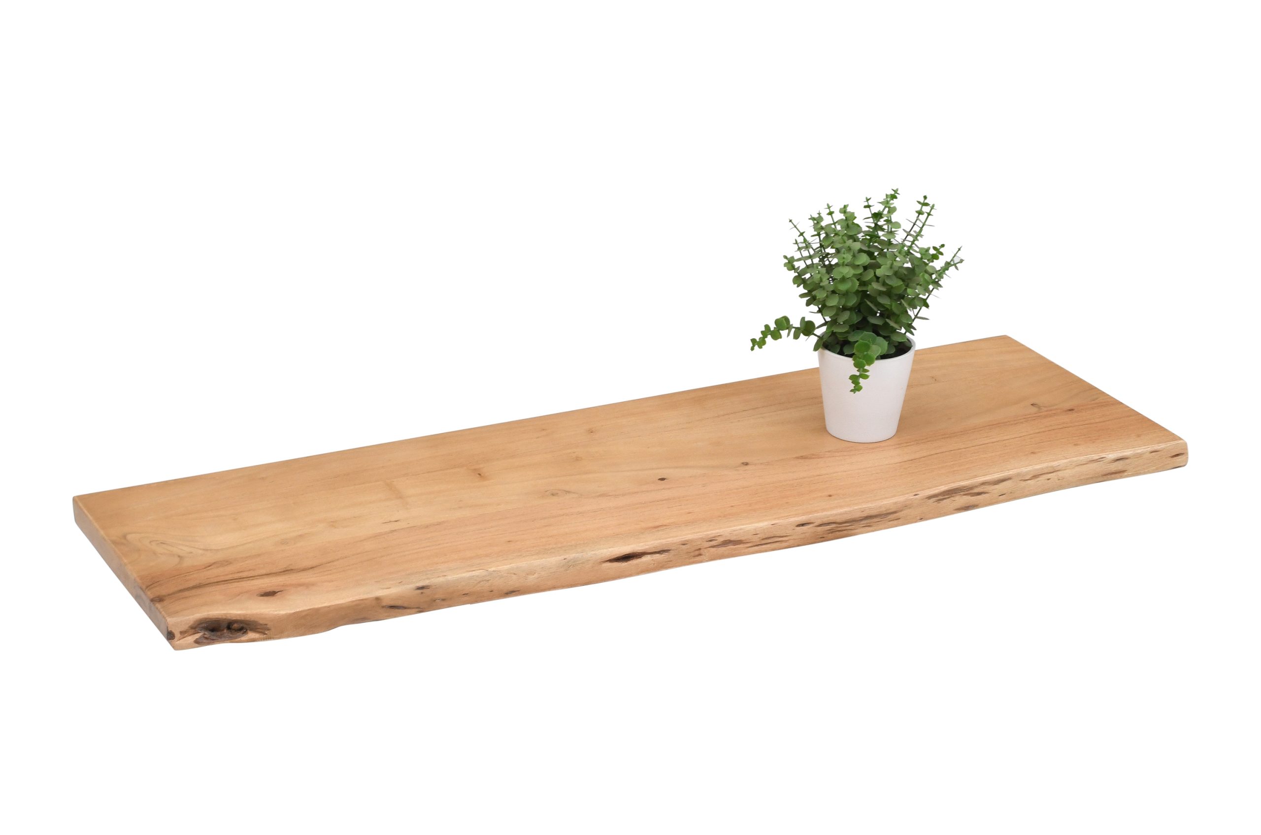 Holzplatte Akazienholz eiche massiv 80x30 cm Holzbrett einseitige Baumkante ARYA