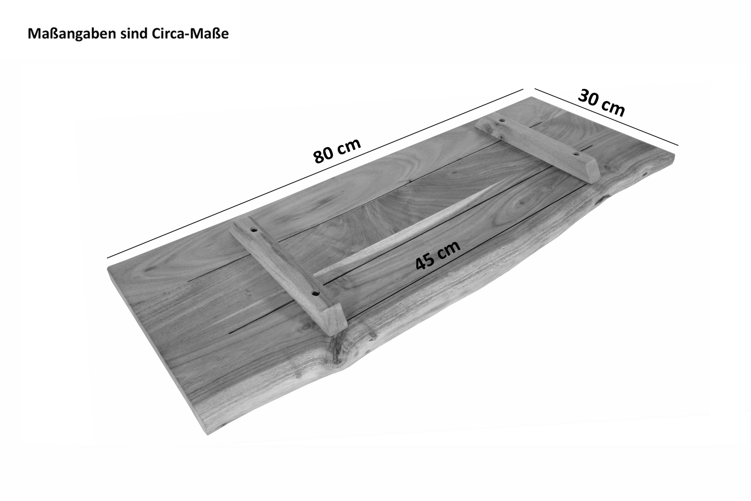 Holzplatte Akazienholz eiche massiv 80x30 cm Holzbrett einseitige Baumkante ARYA – Bild 4