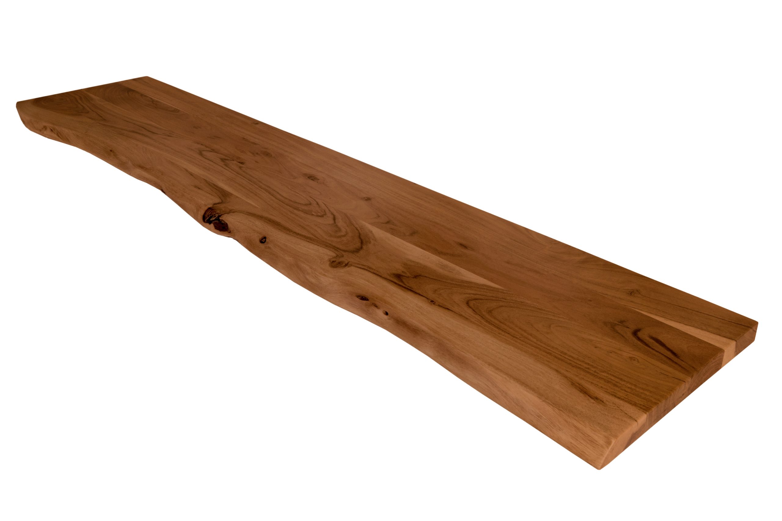 Holzplatte Akazienholz nussbaum massiv 160x30 cm Holzbrett einseitige Baumkante ARYA – Bild 2