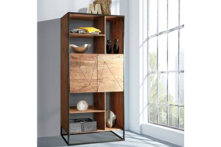 Regal 88 x 193 x 40 cm  Akazienholz massiv stone KADDY