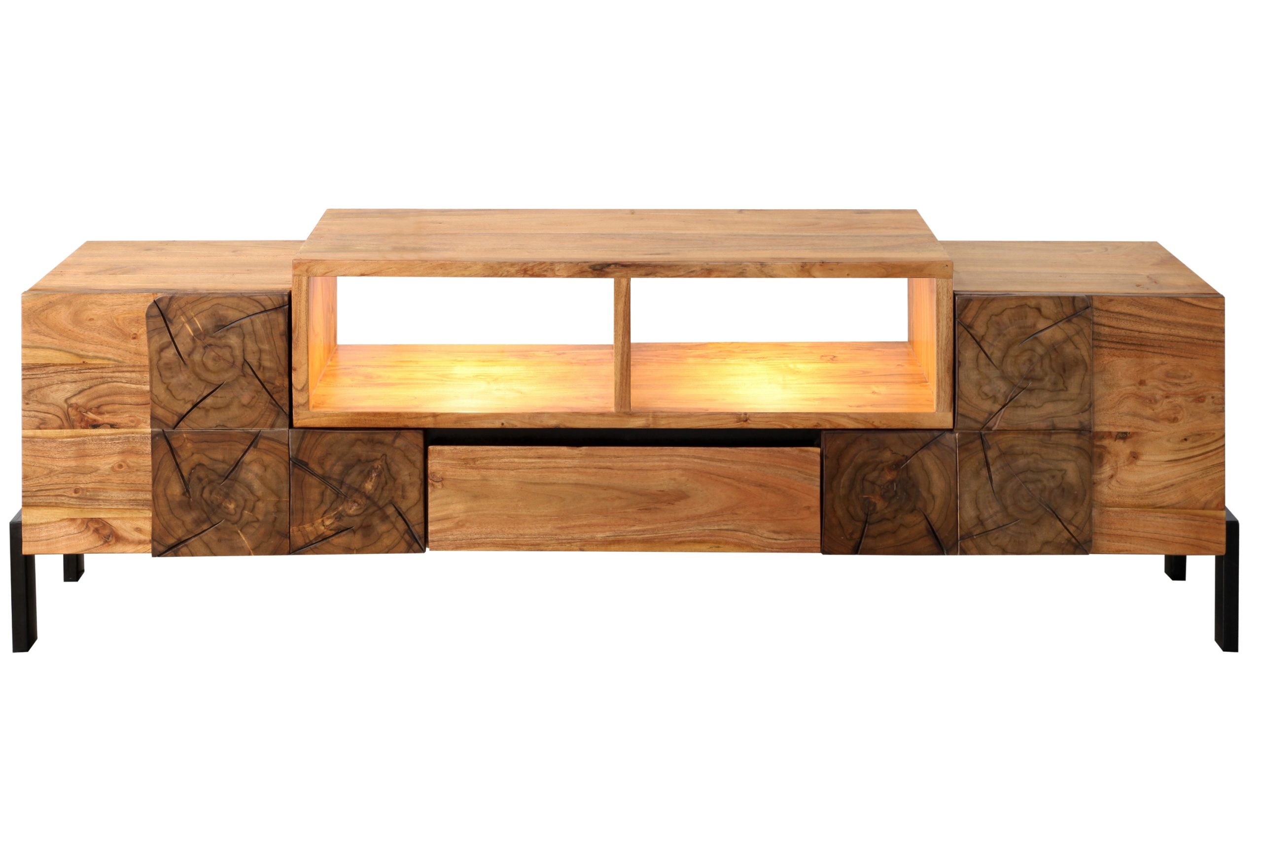 Lowboard 180 x 55 x 40 cm Akazienholz massiv stone LAURETTE – Bild 3