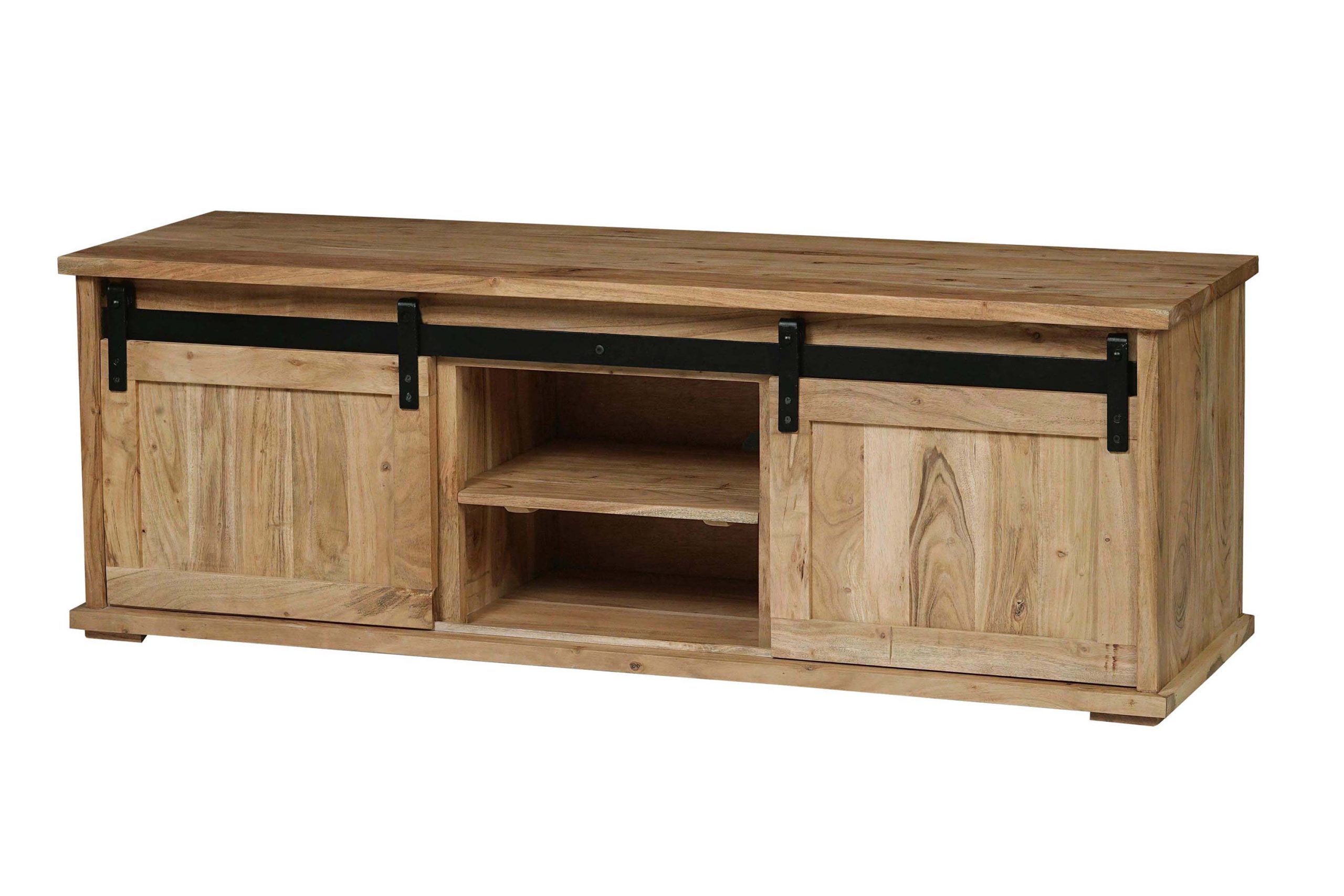 Lowboard 145x45x50 cm Akazienholz massiv natur gusseiserne Elemente LIANO V – Bild 2