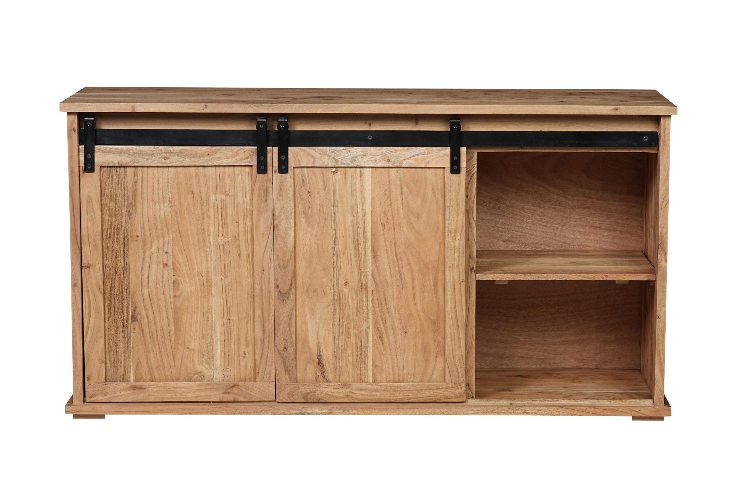 Sideboard 150x45x80 cm Akazienholz massiv natur gusseiserne Elemente LIANO I – Bild 5