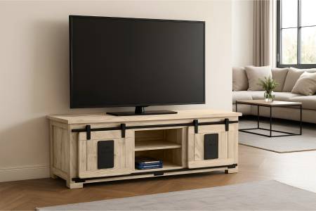 Lowboard Akazienholz massiv eichefarben Fernsehkommode 145 x 45 x 50 cm LIBRO VI