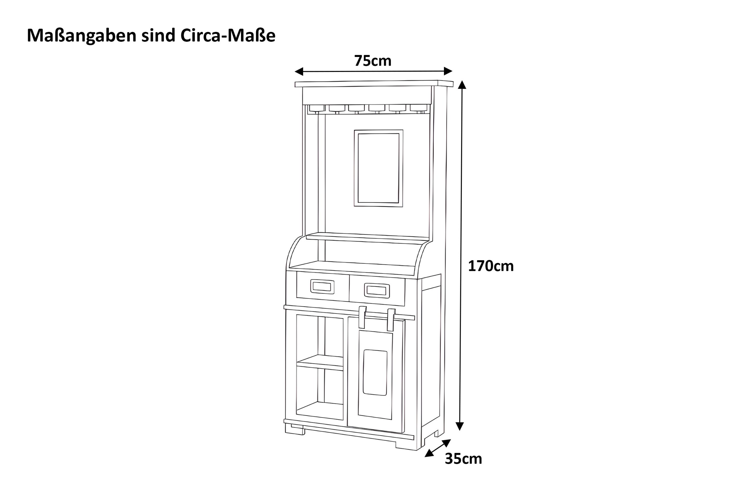Weinschrank Akazienholz massiv eichefarben Holzschrank 75 x 35 x 170 cm LIBRO – Bild 3