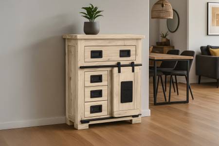 Sideboard Akazienholz massiv eichefarben Kommode 75 x 35 x 85 cm LIBRO VII