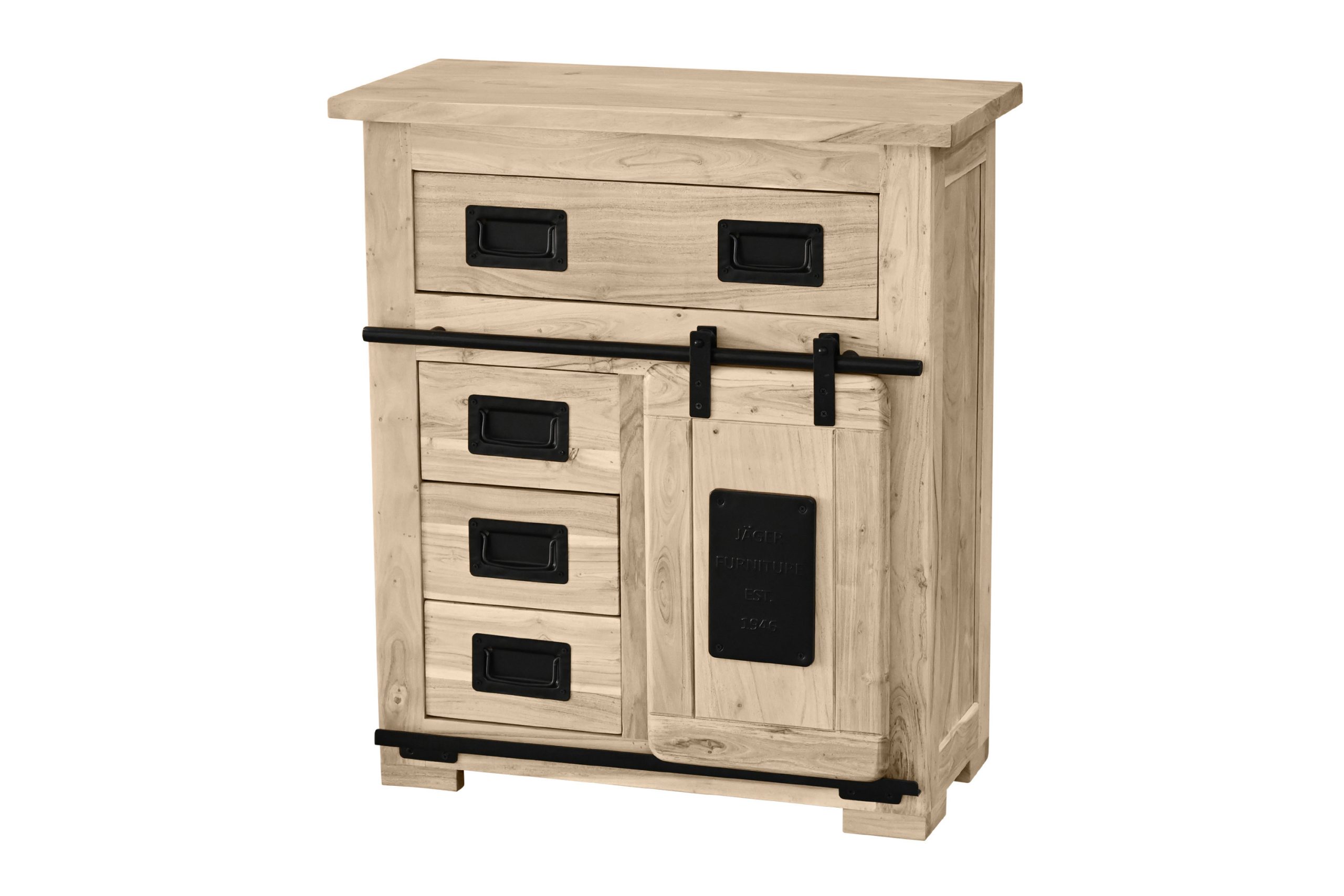 Sideboard Akazienholz massiv eichefarben Kommode 75 x 35 x 85 cm LIBRO VII – Bild 2