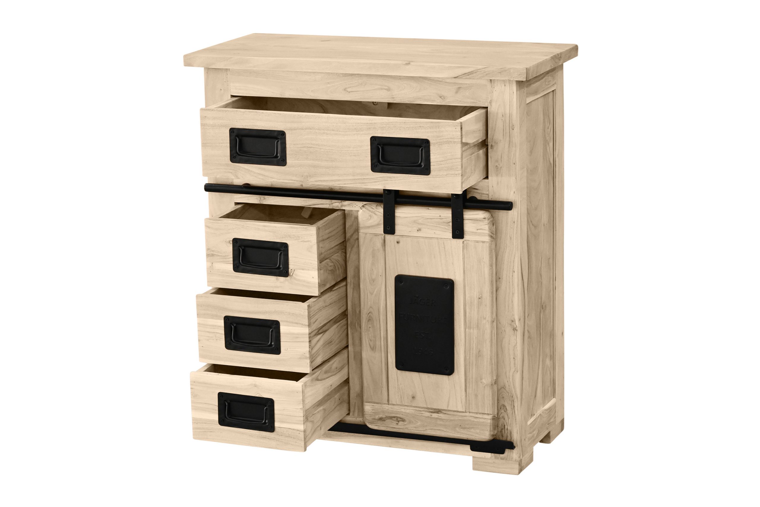 Sideboard Akazienholz massiv eichefarben Kommode 75 x 35 x 85 cm LIBRO VII – Bild 5