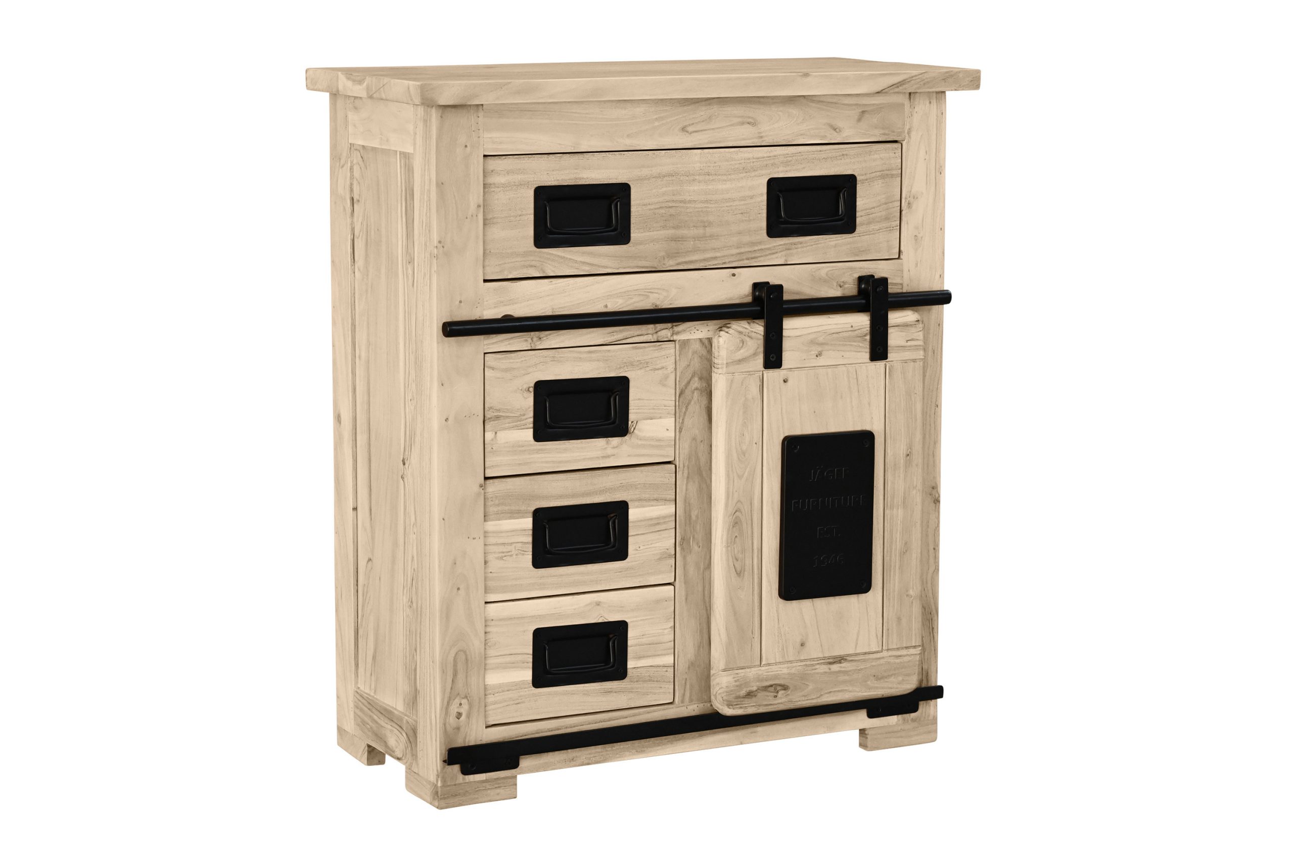 Sideboard Akazienholz massiv eichefarben Kommode 75 x 35 x 85 cm LIBRO VII – Bild 6