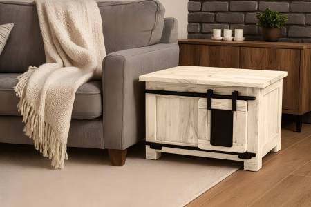 Truhe Akazienholz massiv eichefarben Couchtisch 76 x 51 x 45 cm LIBRO II