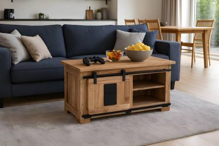 Couchtisch Akazienholz massiv natur Sofatisch 110 x 45 x 50 cm LIBRO II