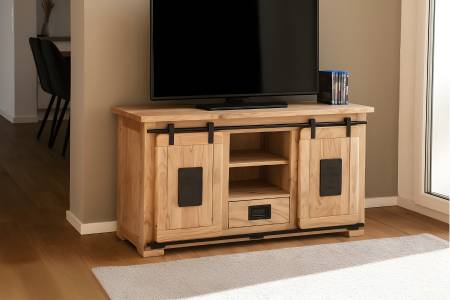 Lowboard Akazienholz massiv natur Fernsehkommode 128 x 45 x 70 cm LIBRO V