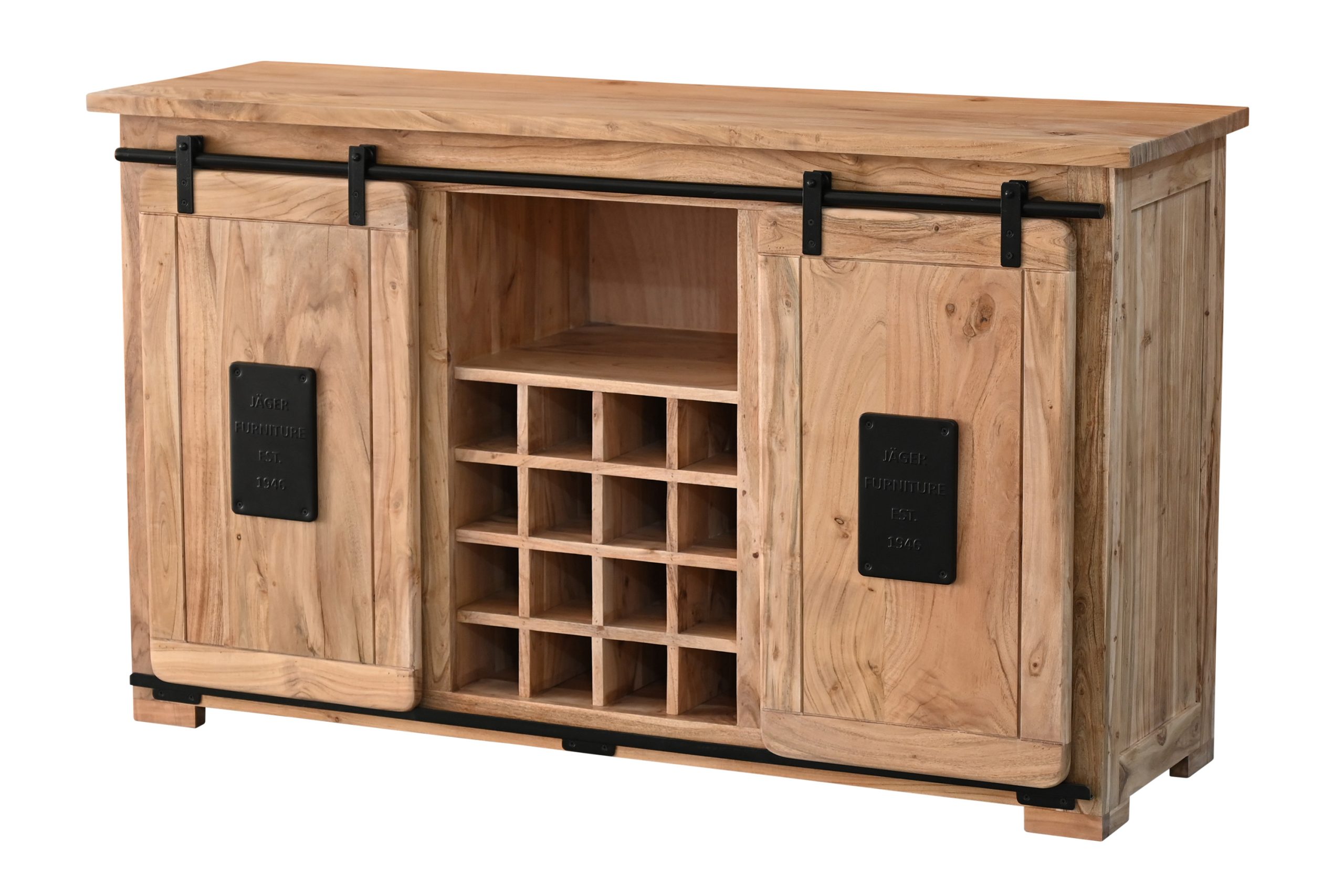 Wein-Sideboard Akazienholz massiv natur Weinschrank 145 x 45 x 85 cm LIBRO – Bild 2