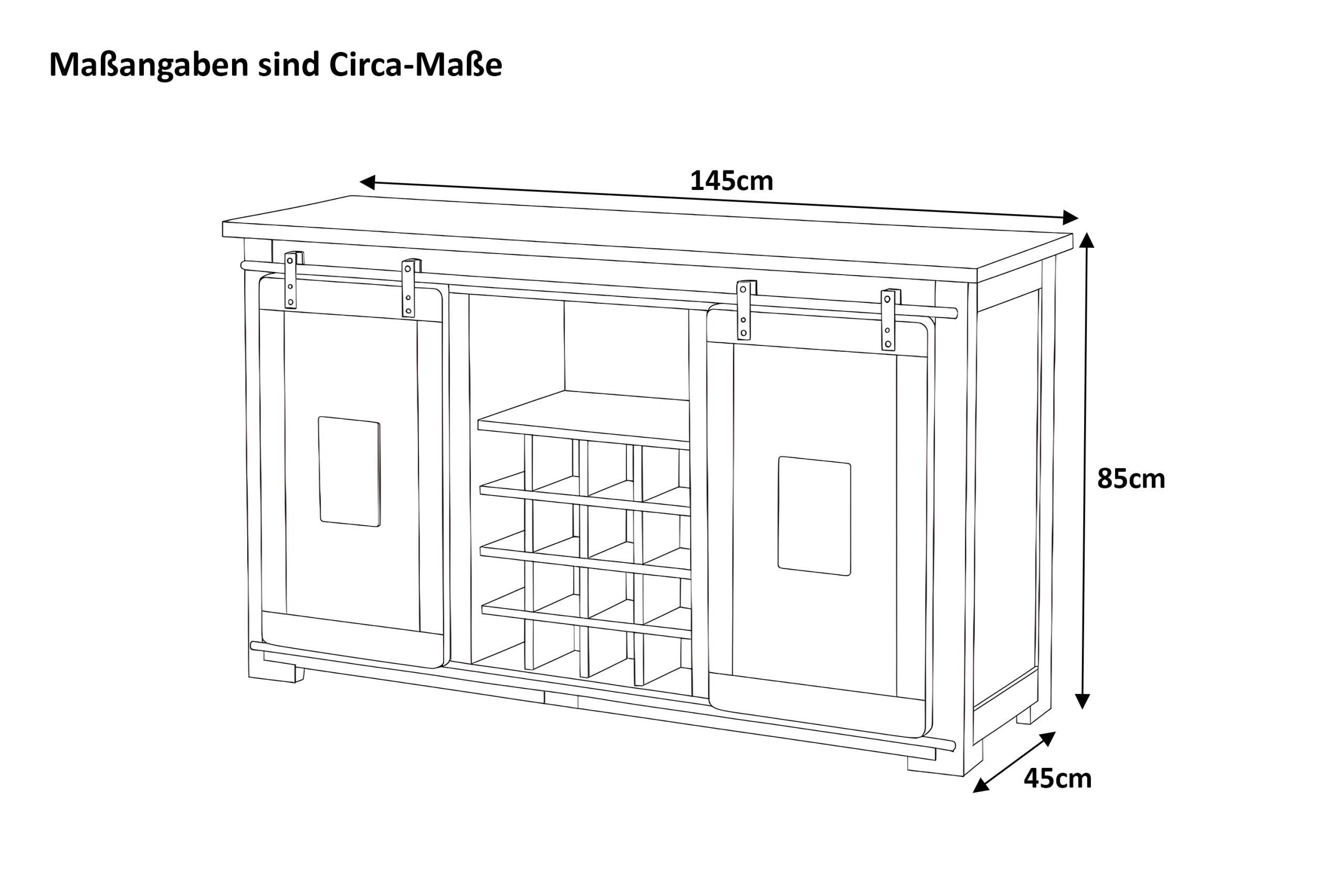 Wein-Sideboard Akazienholz massiv natur Weinschrank 145 x 45 x 85 cm LIBRO – Bild 3