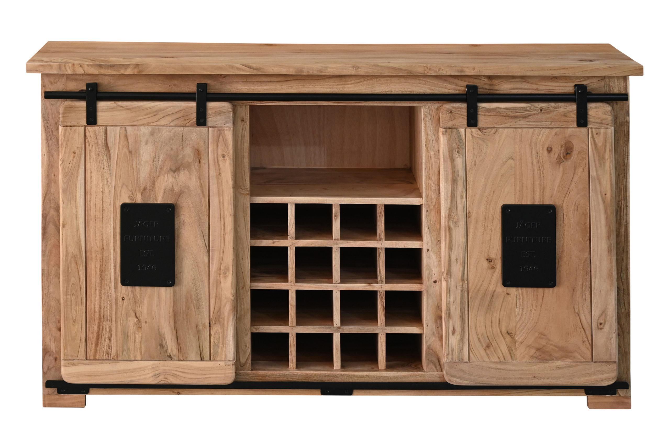 Wein-Sideboard Akazienholz massiv natur Weinschrank 145 x 45 x 85 cm LIBRO – Bild 4