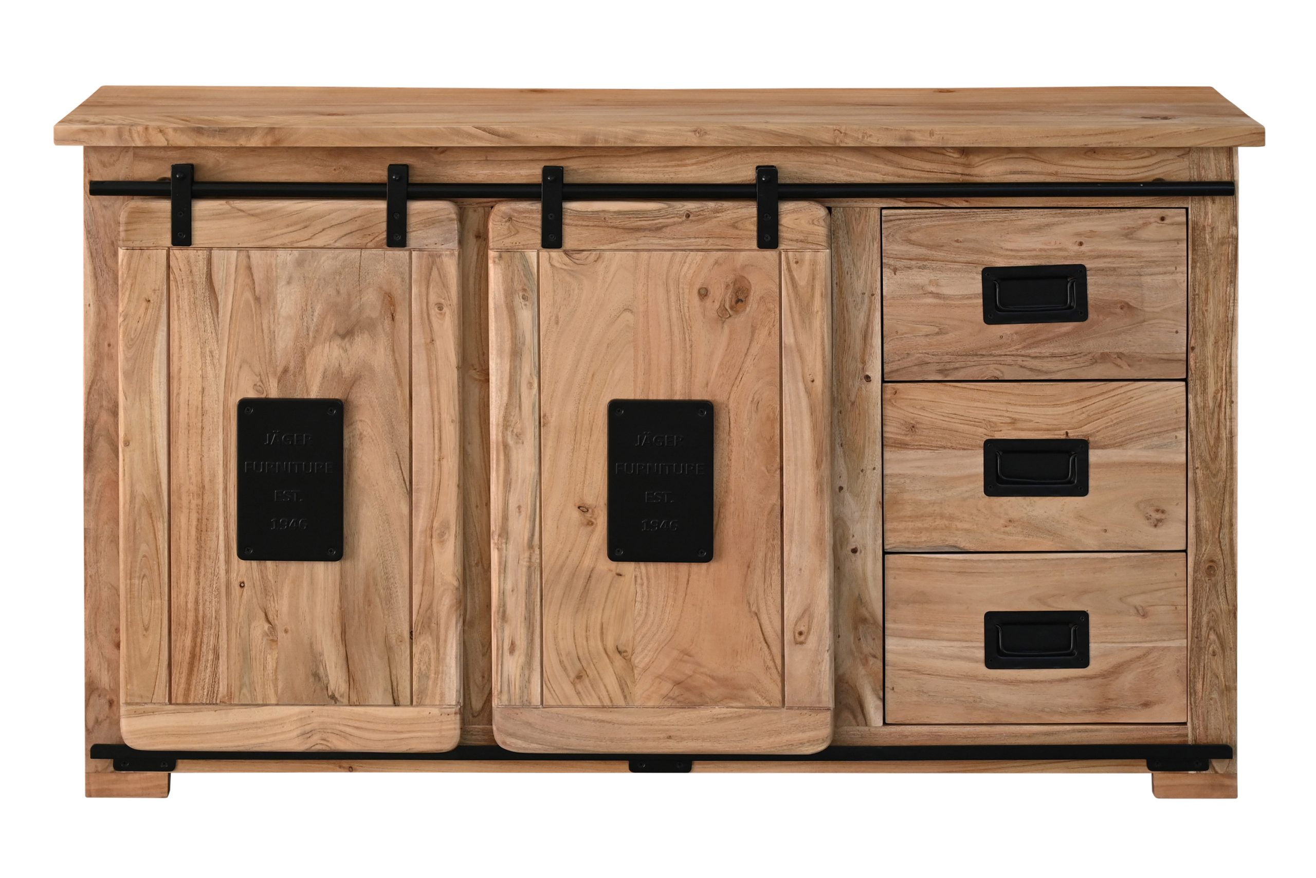 Wein-Sideboard Akazienholz massiv natur Weinschrank 145 x 45 x 85 cm LIBRO – Bild 5