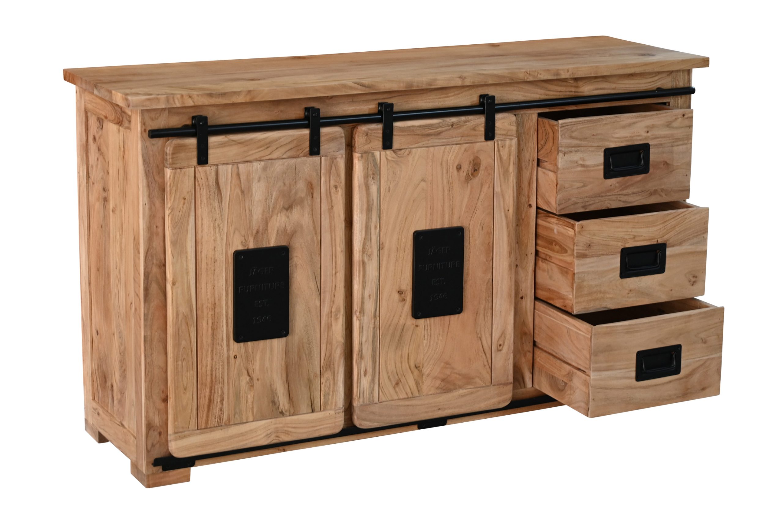 Wein-Sideboard Akazienholz massiv natur Weinschrank 145 x 45 x 85 cm LIBRO – Bild 7