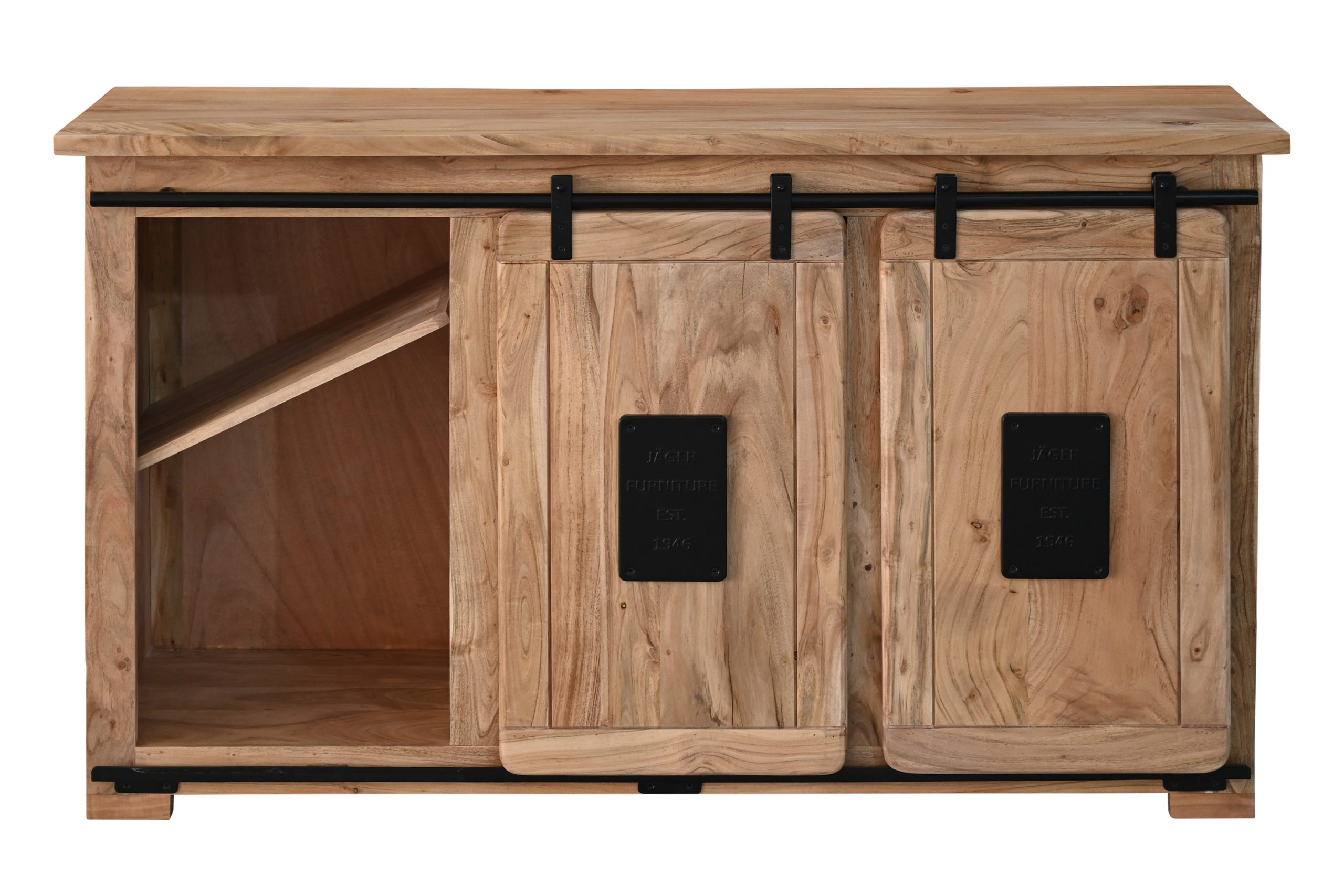 Wein-Sideboard Akazienholz massiv natur Weinschrank 145 x 45 x 85 cm LIBRO – Bild 8